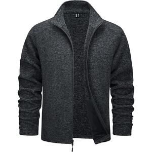 NWT TACVASEN Men's Fleece Jackets Warm Casual Zip Front Coats, Black-SZ  L